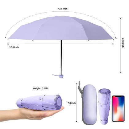 Imagem de Guarda-chuva Trenovo Travel Mini dobrável compacto com estojo roxo