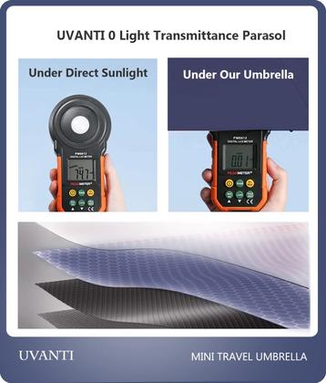 Imagem de Guarda-chuva UVANTI com proteção UV, leve, compacto, com estojo
