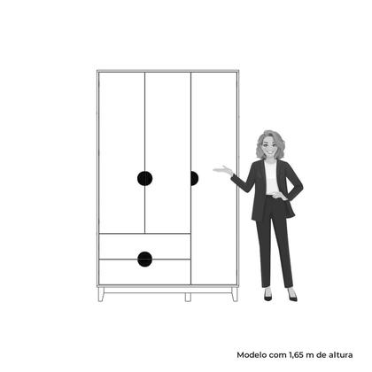 Imagem de Guarda Roupa 03 Portas e 02 Gavetas Kid Cinamomo / Branco