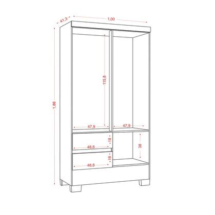 Imagem de Guarda Roupa 04 Portas 02 Gavetas Com Pés Atacama Off White Coimbra Aramóveis