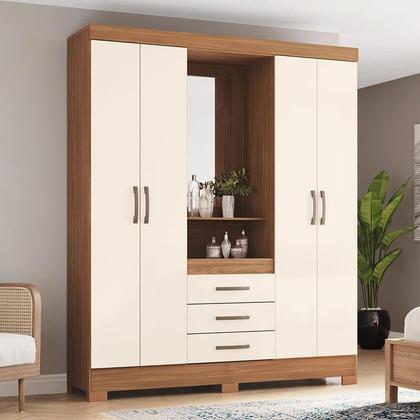 Guarda Roupa 04 portas e 03 Gavetas Nápole B24 Nature Off White