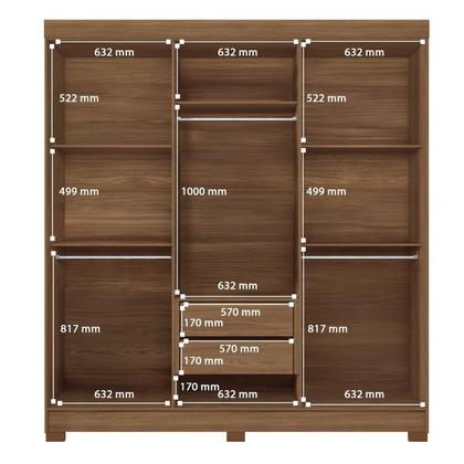 Imagem de Guarda-roupa 06 Portas 2 Gavetas Mdp Toledo