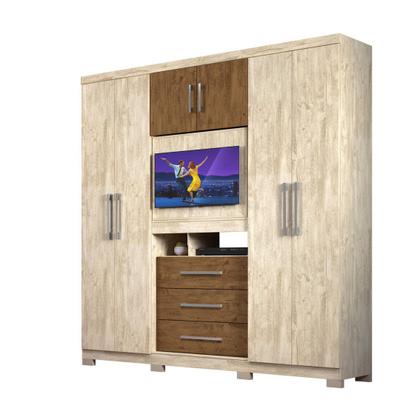 Guarda Roupa 06 Pts 03 Gav e Painel p/ Tv + Espelho Dubai Plus