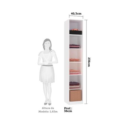 Imagem de Guarda Roupa 1 Porta com vidro Reflecta Prata 40cm Prime Plus Luciane móveis