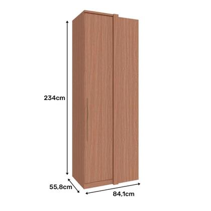 Imagem de Guarda Roupa 1 Porta Correr Para Canto Reto 841mm Setiba Plus Rimo Carvalho/Carvalho