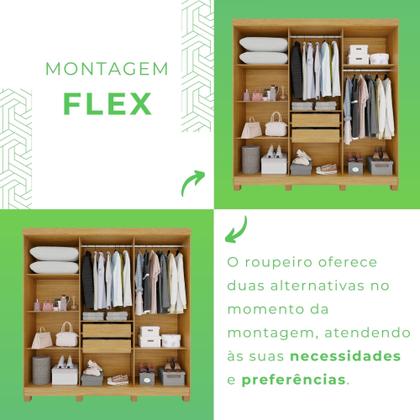 Imagem de Guarda-Roupa 2 Gavetas 6 Portas com Pés Lisboa Marrom/Cinamomo/Off White
