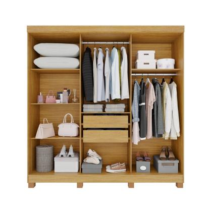 Imagem de Guarda-Roupa 2 Gavetas 6 Portas com Pés Lisboa Marrom/Cinamomo/Off White
