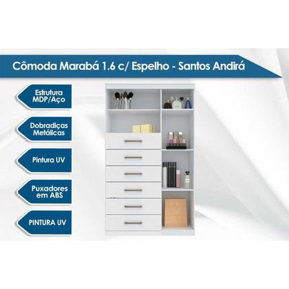 Imagem de Guarda Roupa 2 Peças (1GuardaRoupa+1Cômoda) QC134 Branco - Santos Andirá