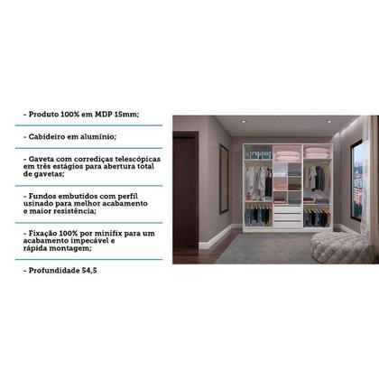 Imagem de Guarda Roupa 2 Peças, 3 Gavetas, 4 Cabideiros Branco Branco