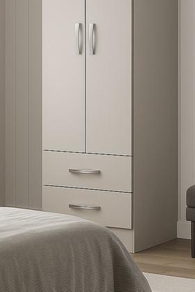 Imagem de Guarda Roupa 2 Portas 2 Gavetas Roupeiro Compacto Quarto Infantil Solteiro Completo Com Cabideiro Branco