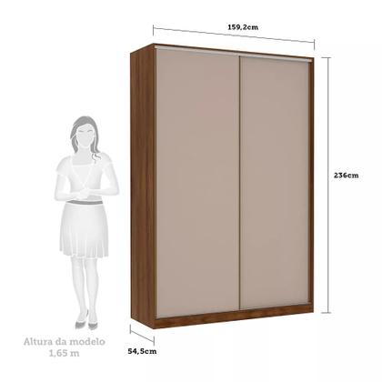 Imagem de Guarda Roupa 2 Portas de Correr 3 Gavetas 159cm com Espelho Prime Luciane Móveis