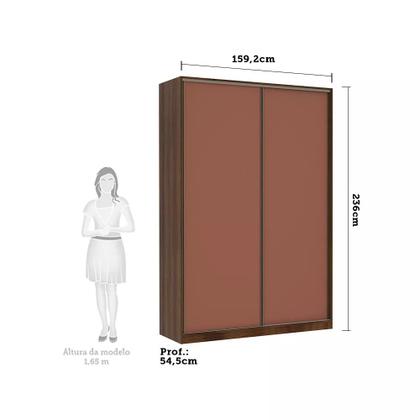 Imagem de Guarda Roupa 2 Portas de Correr 3 Gavetas 159cm com Espelho Prime Luciane Móveis