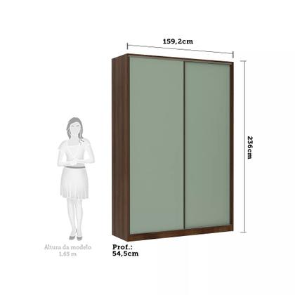Imagem de Guarda Roupa 2 Portas de Correr 3 Gavetas 159cm com Espelho Prime Luciane Móveis