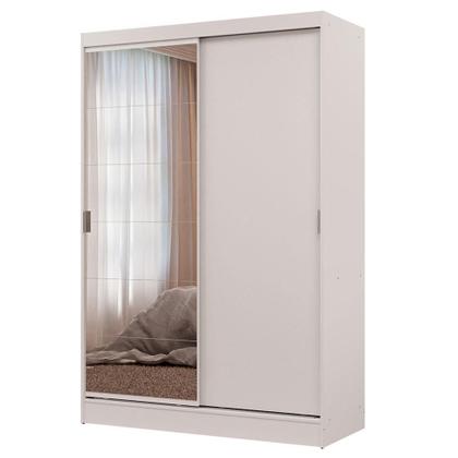 Imagem de Guarda-Roupa 2 Portas de Correr com Espelho Branco Max Madesa