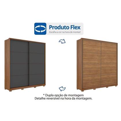 Imagem de Guarda Roupa 2 Portas de Correr e 3 Gavetas c/ Pés Belga Flex Amêndola/Amêndola ou Grafito - Demóbile