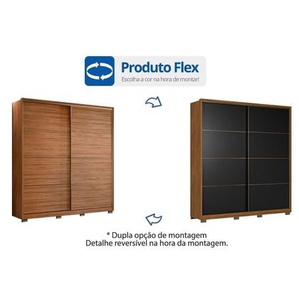 Imagem de Guarda Roupa 2 Portas de Correr e 3 Gavetas c/ Pés Belga Flex Amêndola/Amêndola ou Grafito - Demóbile