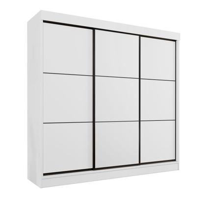 Imagem de Guarda Roupa 2,30m Casal 3 Portas Correr 8 Gavetas Tokio Branco - Rud Rack