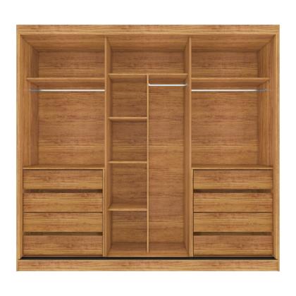 Imagem de Guarda Roupa 2,30m Casal c/ Espelho 3 Portas Correr 8 Gavetas Tokio Cedro Areia - Rud Rack