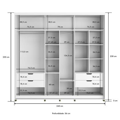 Imagem de Guarda Roupa 240cm 2 Portas com Espelho e 4 Gavetas 100% MDF