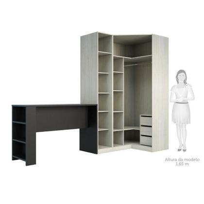 Imagem de Guarda Roupa 3 Gavetas, Cabideiro E Bancada Crema Com PTx