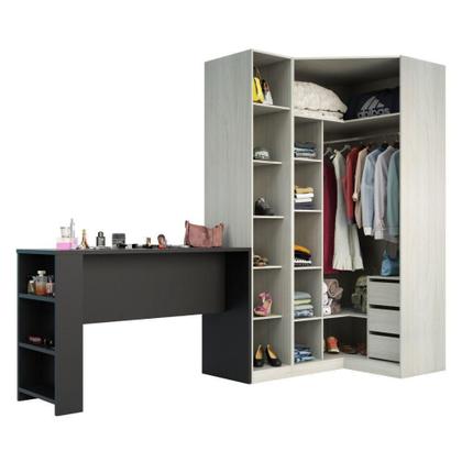 Imagem de Guarda Roupa 3 Gavetas, Cabideiro E Bancada Crema Com PTx