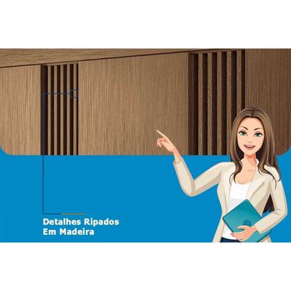 Imagem de Guarda Roupa 3 Portas (1 c/ Espelho) e 3 Gavetas c/ Pés Aurora 3.3 Jatobá/Grafite - Santos Andirá