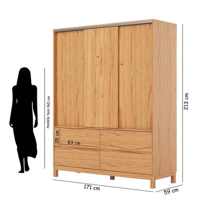 Imagem de Guarda-roupa 3 Portas 4 Gavetas Square