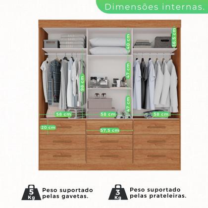 Imagem de Guarda Roupa 3 Portas 9 Gavetas MDP com Espelho Cinamomo