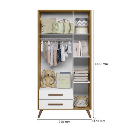 Imagem de Guarda-Roupa 3 Portas com 2 Gavetas Q Encanto Retrô Freijo Toq/Branco Acetinado