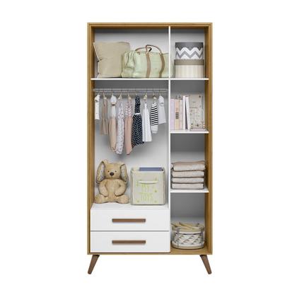 Imagem de Guarda-Roupa 3 Portas com 2 Gavetas Q Encanto Retrô Freijo Toq/Branco Acetinado