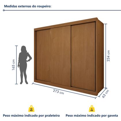 Imagem de Guarda Roupa 3 Portas de Correr 100%mdf Monte Rei