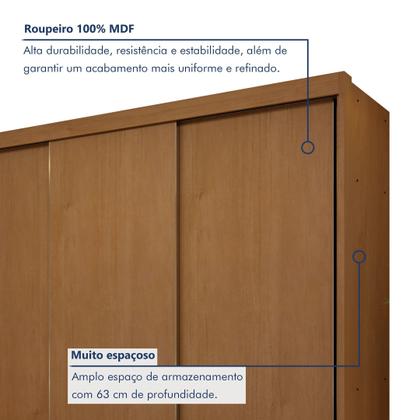 Imagem de Guarda Roupa 3 Portas de Correr 100%mdf Monte Rei