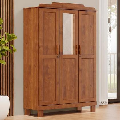 Imagem de Guarda Roupa 3p Espelho 115 Cm 1281 Castanho Milani Store Castanho