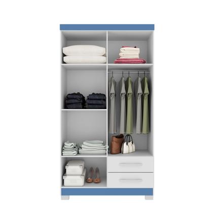 Imagem de Guarda Roupa 4 Portas 2 Gavetas Modena Branco Tx Flex Detalhe Azul - Combo Stock