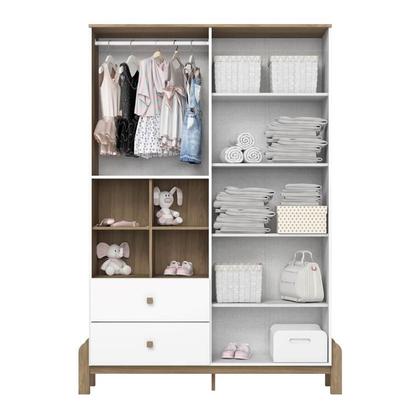 Imagem de Guarda Roupa 4 Portas 2 Gavetas Ternura Branco/Jequitibá
