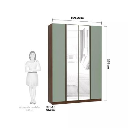 Imagem de Guarda Roupa 4 Portas Alumínio Inox com Espelho 3 Gavetas 159 cm Prime Luciane Móveis
