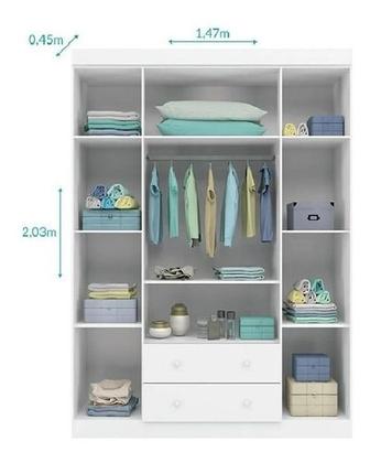 Imagem de Guarda-Roupa 4 Portas e 2 Gavetas + Cômoda Ana 