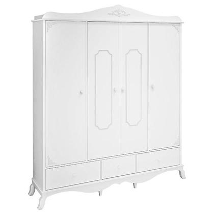 Imagem de Guarda Roupa 4 Portas e Cômoda Infantil Realeza Branco Acetinado  Canaã