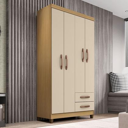 Imagem de Guarda Roupa 4 Portas Porto Belo Com Multiuso e Cômoda Sapateira Carvalho Off White Clique Chique