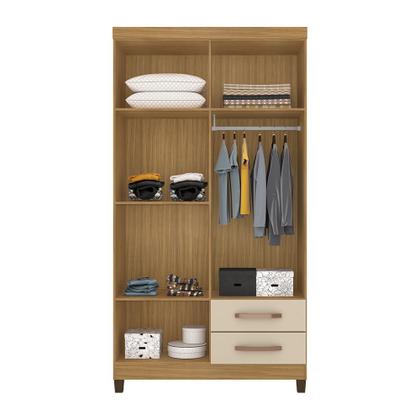 Imagem de Guarda Roupa 4 Portas Porto Belo Com Multiuso e Cômoda Sapateira Carvalho Off White Clique Chique