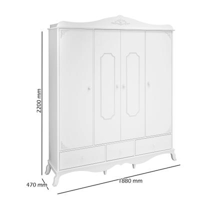 Imagem de Guarda-roupa 4 Portas Provençal Realeza Branco Acetinado Canaã