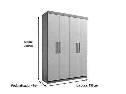 Guarda-Roupa 4 Portas Solteiro Funcional - Alpoim Imagem de Guarda-Roupa 4 Portas Solteiro Funcional