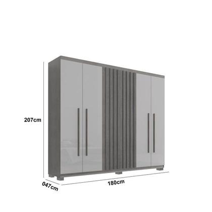Imagem de Guarda-Roupa 6 Portas 2 Gavetas com Pés MDF Logan Off White/Marrome