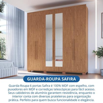 Imagem de Guarda-roupa 6 Portas 3 Gavetas com Espelho Safira 100% MDF