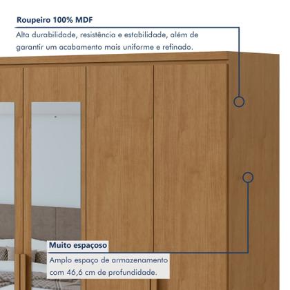 Imagem de Guarda-roupa 6 Portas 4 Gavetas 100% Mdf Alonzo com Espelho