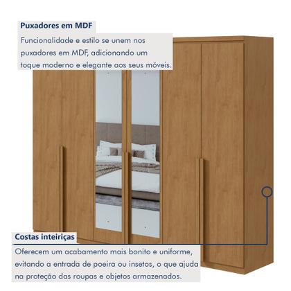 Imagem de Guarda-roupa 6 Portas 4 Gavetas 100% Mdf Alonzo com Espelho