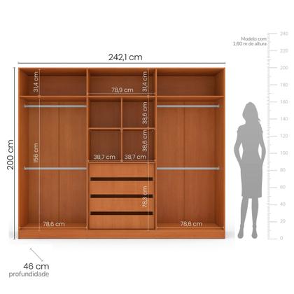 Imagem de Guarda Roupa 6 Portas 4 Gavetas com Espelho Porto