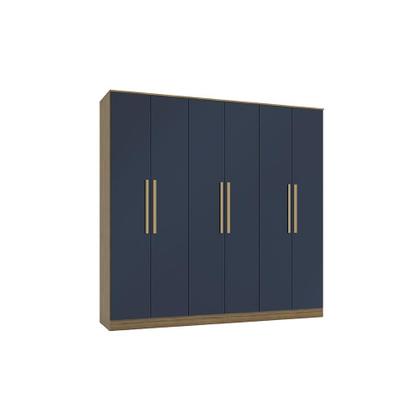 Imagem de Guarda-Roupa 6 Portas 4 Gavetas Kappesberg Adapt Nogueira/Azul Profundo 237cm