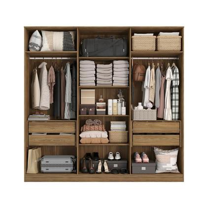 Imagem de Guarda-Roupa 6 Portas 4 Gavetas Kappesberg Adapt Nogueira/Azul Profundo 237cm