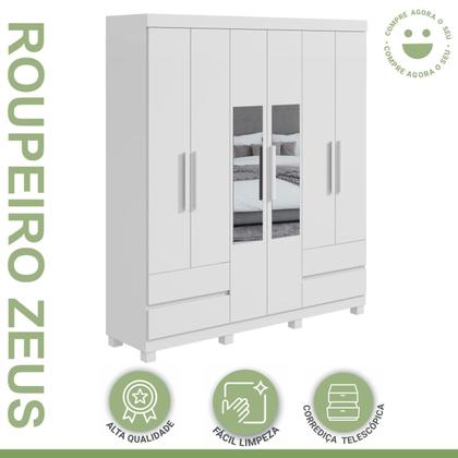 Imagem de Guarda-roupa 6 Portas 4 Gavetas Zeus com Espelho e com Pés